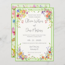 Summer Blooms Floral Wedding Invitation