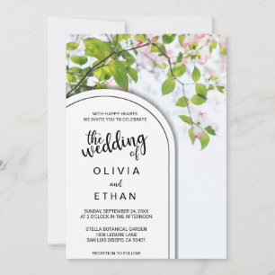 Summer blossoms green floral Wedding Invitation
