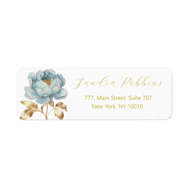 Summer blue and golden flowers  return address label (Front)
