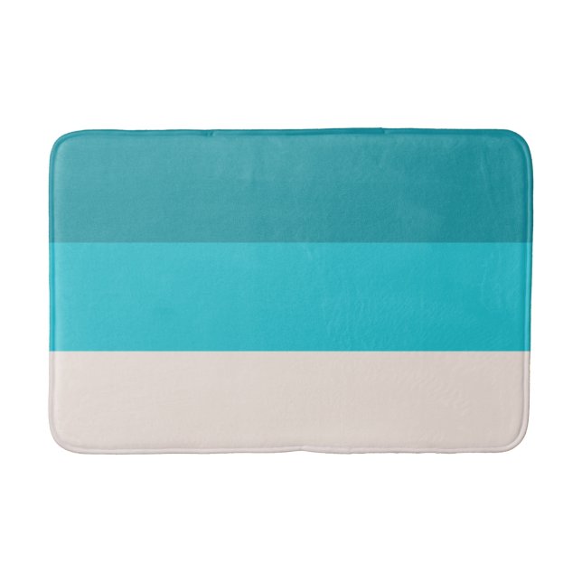 Summer Blue Beach Vibe Colorblock Bath Mat (Front)