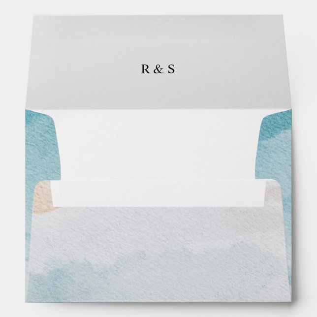 Summer Blue Beach Wedding Envelope (Back (Bottom))