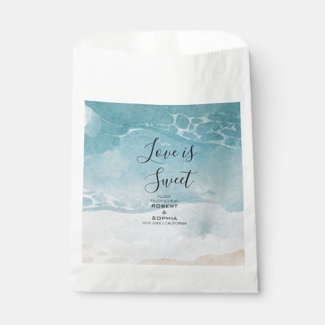 Summer Blue Beach Wedding Favour Bag (Front)