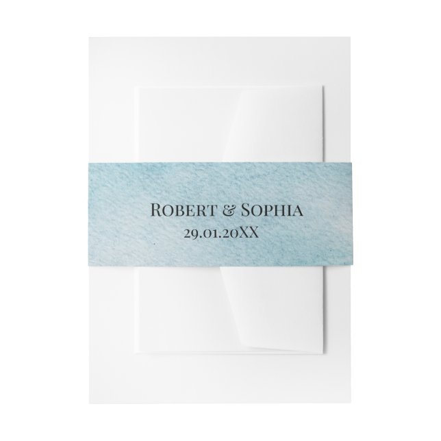 Summer Blue Beach Wedding  Invitation Belly Band (Front Example)
