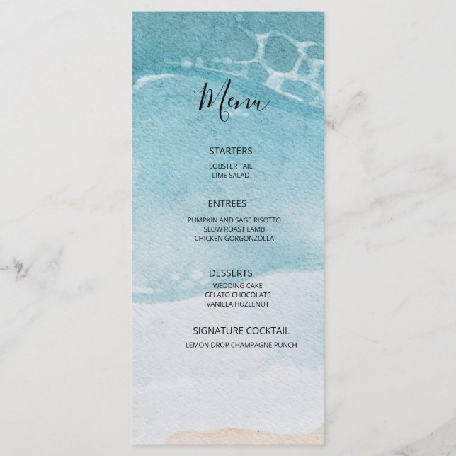 Summer Blue Beach Wedding Menu (Front)