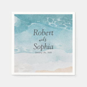 Summer Blue Beach Wedding Napkin