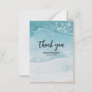 Summer Blue Beach Wedding Thank you Card