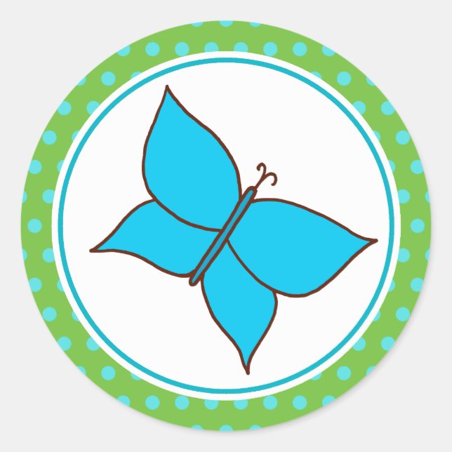 Summer Blue Butterfly Party Stickers (Front)
