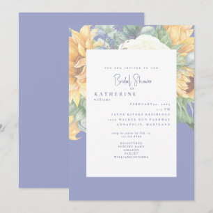 Summer Blue Elegant Sunflower Tuscan Bridal Shower Invitation