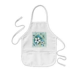 Summer Blue Floral & Butterflies Kids Apron
