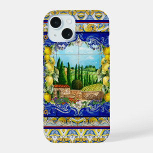 Summer Blue Italian Majolica Citrus Garden iPhone 15 Case