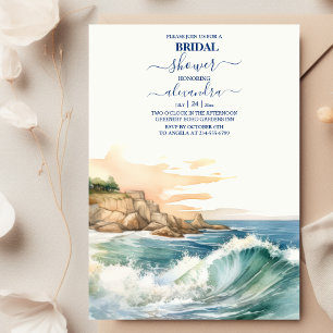 Summer Blue Ocean Beach  Bridal Shower Invitation