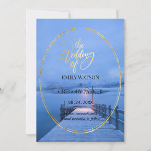 Summer Blue Ocean Beach Wedding Invitations