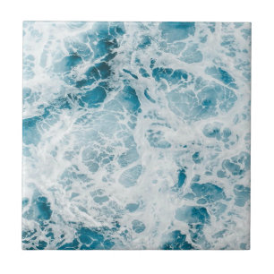 Summer Blue Ocean Wave  Ceramic Tile