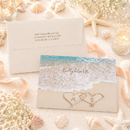 Summer Blue Ocean Waves Tropical Beach Wedding Envelope