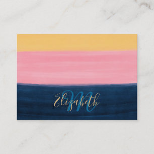 Summer Blue Pink Yellow Strokes Stripes Paint Business Card