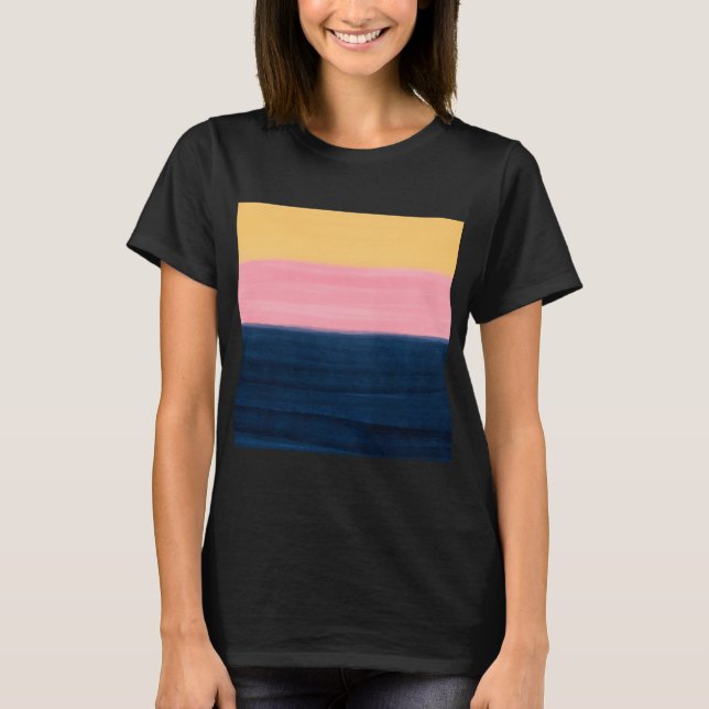 Summer Blue Pink Yellow Strokes Stripes Paint T-Shirt (Front)