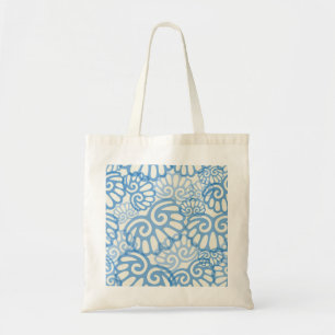 Summer Blue Seashell Beach Tote Bag