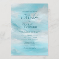 Summer Blue Sky White Clouds Wedding Invitation