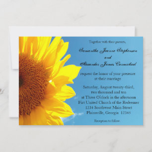 Summer Blue Sky with Yellow Sunflower Invitation