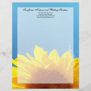 Summer Blue Sky with Yellow Sunflower Letterhead Template