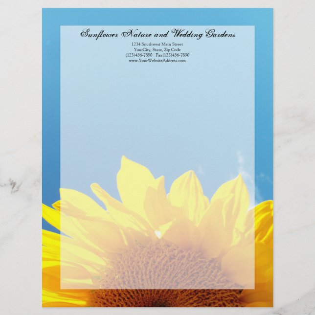 Summer Blue Sky with Yellow Sunflower Letterhead Template (Front)