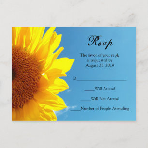 Summer Blue Sky with Yellow Sunflower RSVP Reply Invitation Postcard