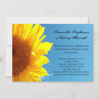 Summer Blue Sky, Yellow Sunflower Bridal Shower Invitation