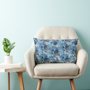 Summer Blue Waratah Florals Lumbar Cushion