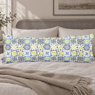 Summer Blue Yellow Mediterranean Sicilian Citrus Body Cushion