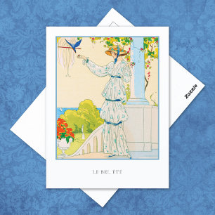 Summer Bluebird French Fashion Postcard