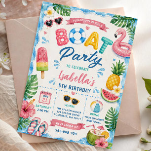 Summer Boat Birthday Party Invitation