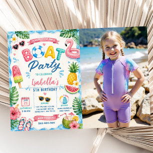 Summer Boat Birthday Party Photo Invitation