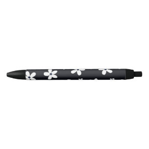 Summer Boho Black White Daisy Flowers Ink Pen