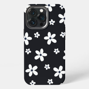 Summer Boho Black White Daisy Flowers iPhone 13 Pro Case