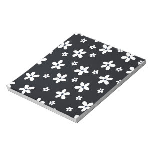Summer Boho Black White Daisy Flowers Notepad