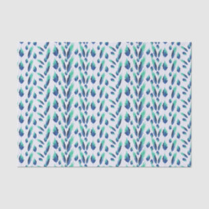 Summer Boho Blue Greenery Botanical Leaves Tissue Paper