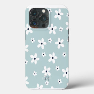 Summer Boho Blue White Daisy Flowers iPhone 13 Pro Case