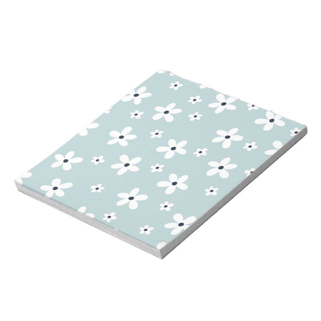 Summer Boho Blue White Daisy Flowers Notepad (Rotated)