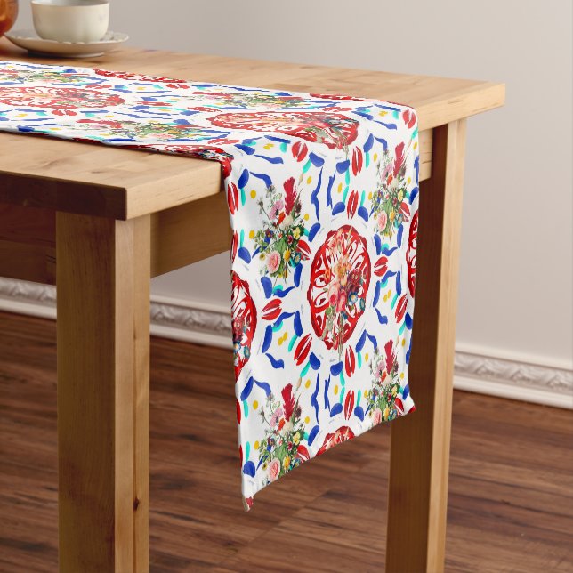 Summer ,boho,bohemian,floral ,Mediterranean style Short Table Runner (In Situ)