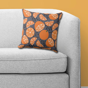 Summer Boho Oranges on Blue Cushion