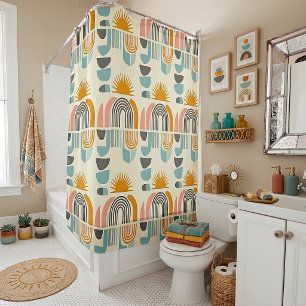Summer boho-scandi minimalist pattern shower curtain