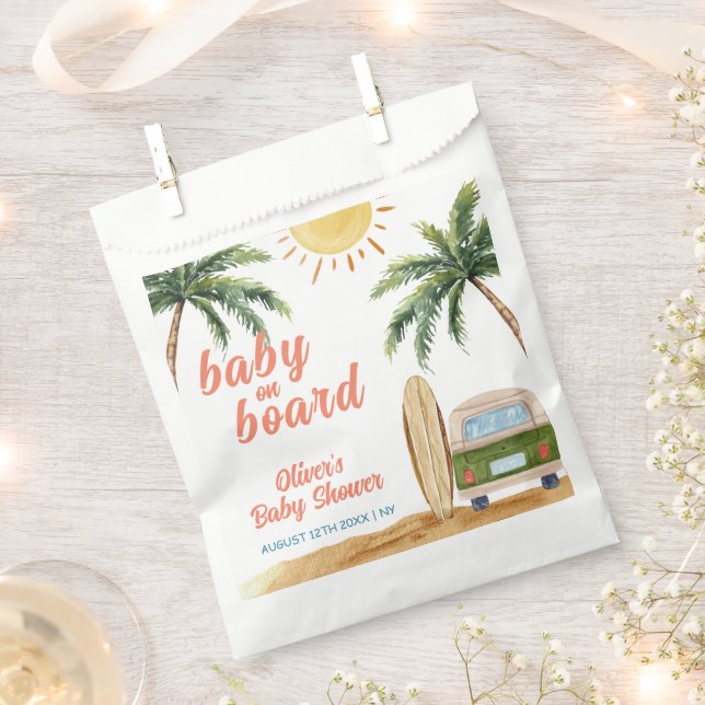 Summer Boho Surf Beach Van Baby Shower  Favour Bag (Clipped)