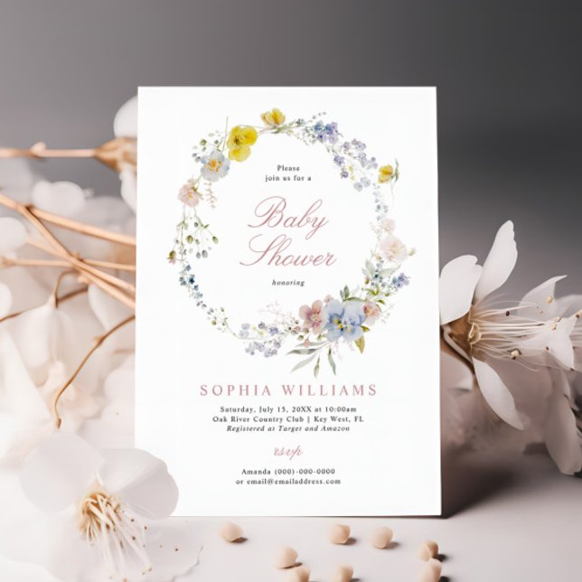 Summer Boho Wildflowers Baby Shower Invitation (Creator Uploaded)