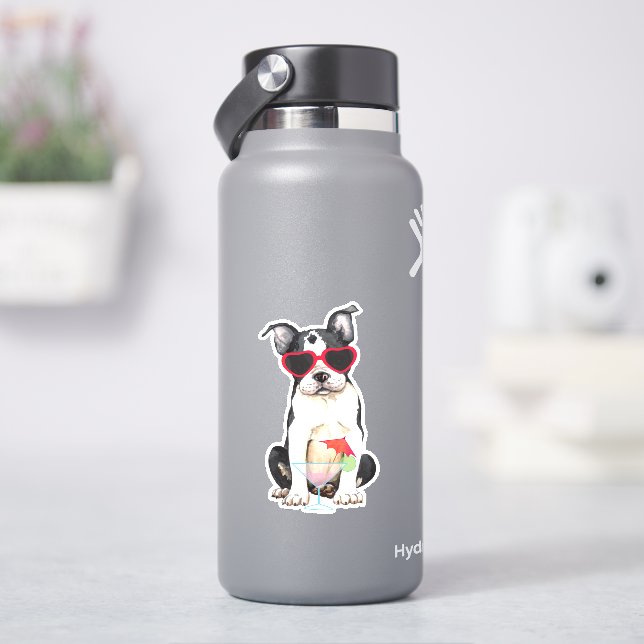 Summer Boston Terrier Vinyl Sticker (HydroFlask)