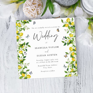 Summer Botanical Lemon Wedding  Invitation