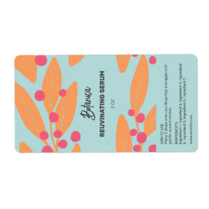 Summer Botanical Serum Dropper Bottle Labels