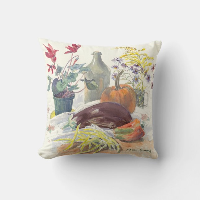 Summer Bounty -- Eggplant Colour Backing Cushion (Front)