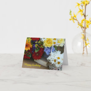 Summer Bouquet Birthday Wish Folded Greeting Card