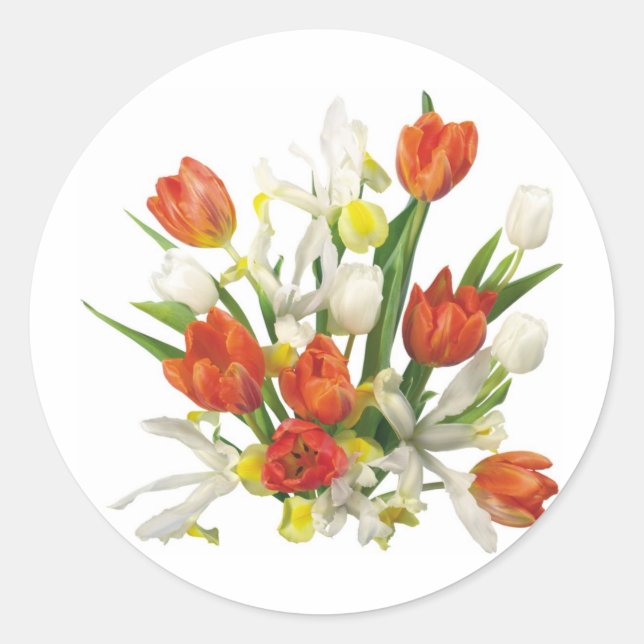 summer bouquet with tulips classic round sticker (Front)