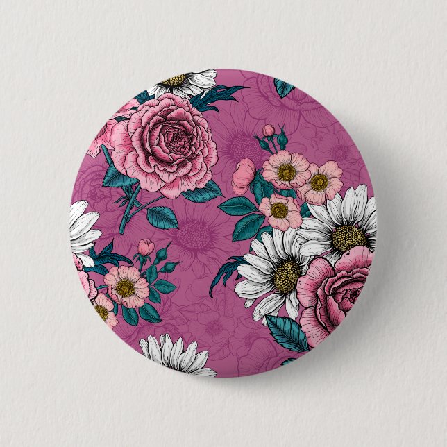 Summer bouquets 2 6 cm round badge (Front)